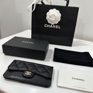 Chanel Flap Zip Card Holder Caviar Black